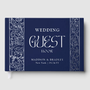 Livre D'or Véritable Foil Vintage Floral Blue Silver Mariage