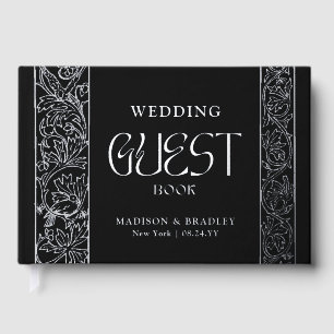Livre D'or Véritable Foil Vintage Floral Mariage noir