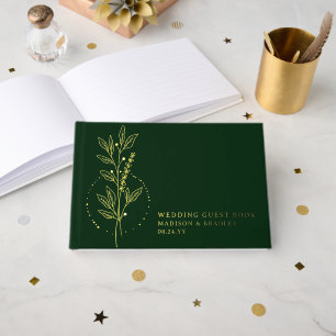 Livre D'or Véritable huile Elégant Boho Vert Mariage Floral