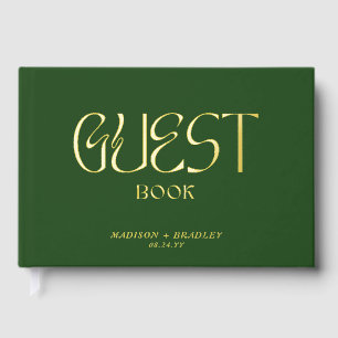 Livre D'or Véritable huile Élégante Calligraphie Verte Mariag