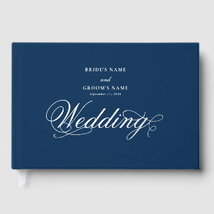 Livre D'or Véritable Mariage Bleu Luxe Elégant