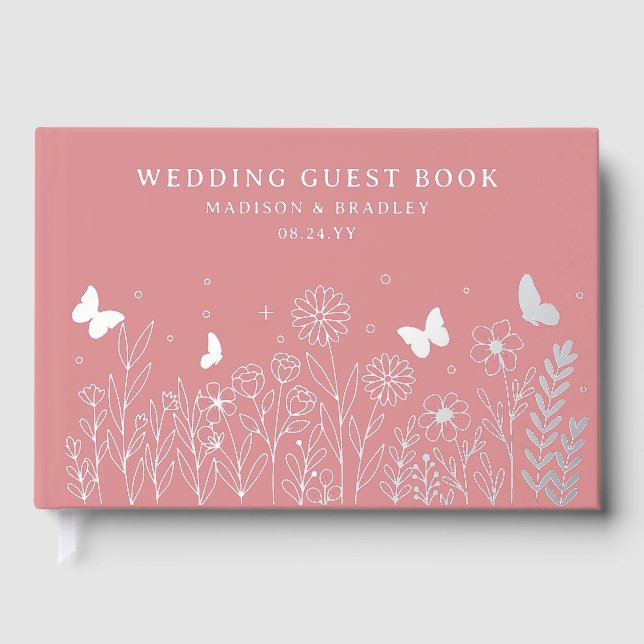 Livre D'or Véritable Mariage floral élégant (Recto)