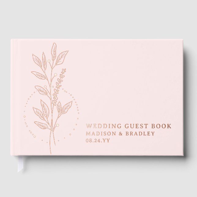 Livre D'or Véritable Mariage floral Pink Boho Élégant (Recto)