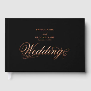 Livre D'or Véritable Rose Gold Foil Elégant Mariage noir de l