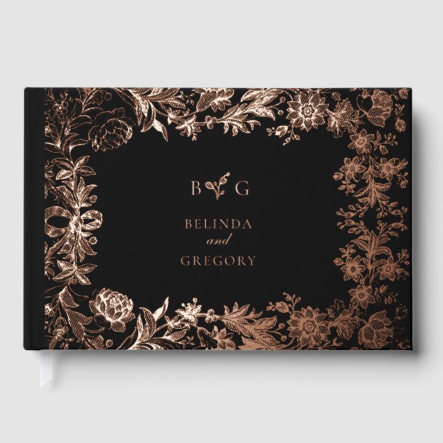 Livre D'or Véritable Rose Gold Foil Floral Mariage botanique (Recto)
