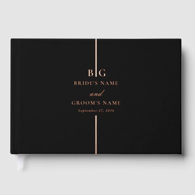 Livre D'or Véritable Rose Gold Foil Minimal Monogramme Mariag (Recto)