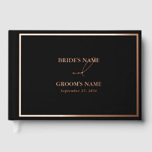 Livre D'or Véritable Rose Gold Foil Moderne Mariage noir