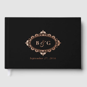 Livre D'or Véritable Rose Gold Foil Wreath Elegant Black Mari