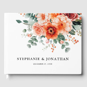 Livre D'or Verona Sunset Bright Orange Moderne Mariage Floral