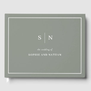 Livre D'or Vert de taille minimale et chic   Mariage frontièr