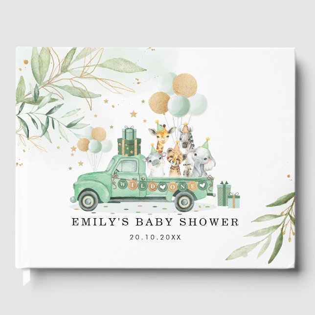 Livre D'or Vert doux Gold Safari Baby shower Jungle (Recto)