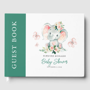 Livre D'or Vert rose mignon Baby shower de cadre d'éléphant F