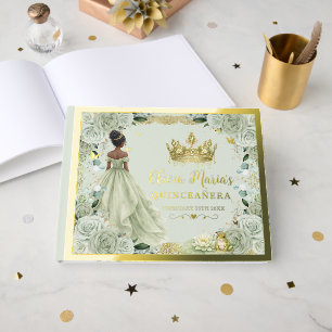 Livre D'or Vert sauge floral Princesse et Grenouille Quincean