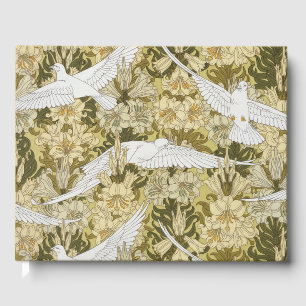 Livre D'or Vert sauge vintage motif floral Dove & Lily