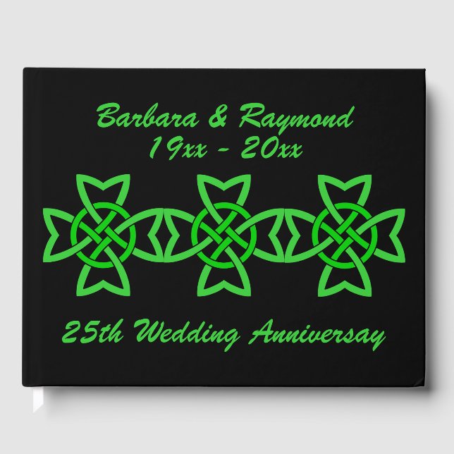Livre D'or Vibrant Anniversaire Vert Irlandais Celtic Knots n (Recto)
