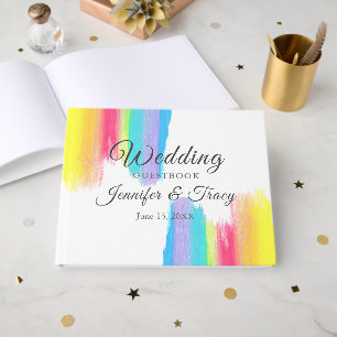 Livre D'or Vibrant Rainbow Watercolor Gay pride LGBTQ Mariage