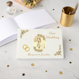 Livre D'or Vierge Marie Catholique Mariage Sepia