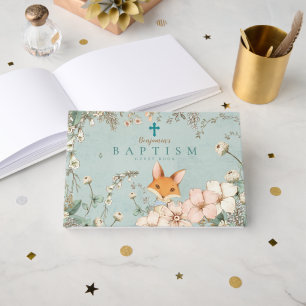 Livre D'or Vintage Cute Fox Florals Verdure Baptême bébé