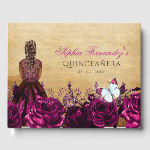 Livre D'or Vintage Princess Rose Papillon Quinceañera