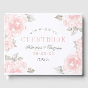 Livre D'or Vintage Rose d'aquarelle rose Mariage