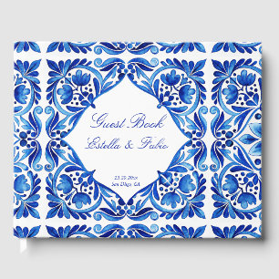 Livre D'or Vintage Talavera Azulejo tuile bleue mariage perso