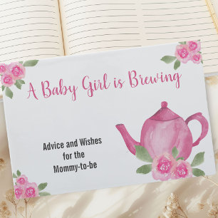 Livre D'or Voeux et conseils Baby shower de fille en théière