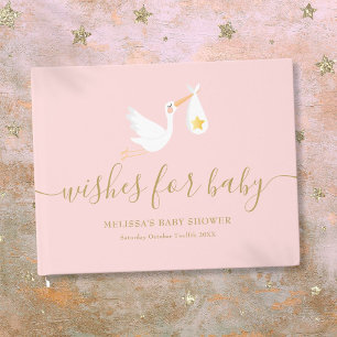 Livre D'or Vœux pour Baby Girl Pink Stork Star Baby Shower