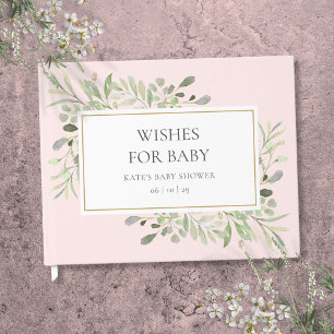 Livre D'or Vœux pour Baby Greenery Girl Fête de Naissance Ros