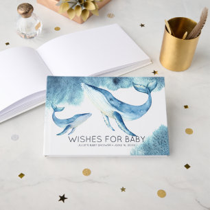 Livre D'or Vœux pour bébé Baleines aquarelles Baby Shower