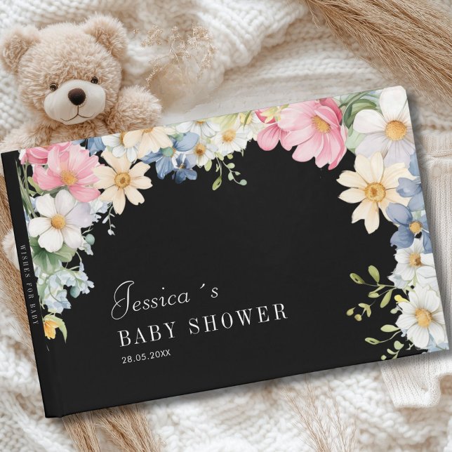 Livre D'or Voeux pour bébé! Fleur sauvage, Baby shower (Personalized, floral, watercolor, Baby Shower Guest Book.)