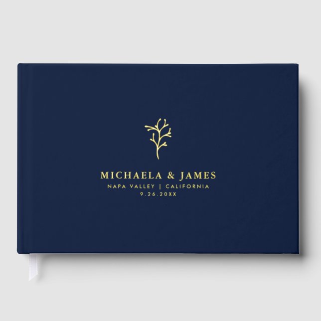 Livre D'or *VRAI FOIL* Minimaliste Élégant Mariage Botanique (Recto)