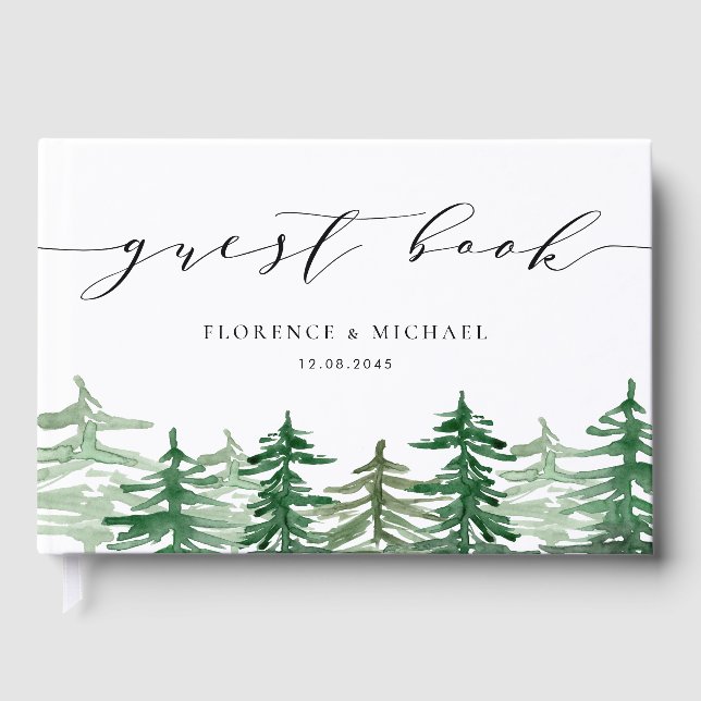 Livre D'or Watercolor À feuillage persistant Forest Mariage d (Recto)