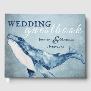 Livre D'or Watercolor Baleine à bosse Mariage de plage nautiq