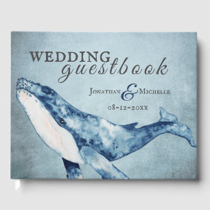Livre D'or Watercolor Baleine à bosse Mariage de plage nautiq