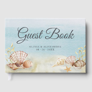Livre D'or Watercolor Beach Ocean Shells Mariage