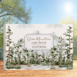 Livre D'or Watercolor Mountain et Forest Cabine Lake House