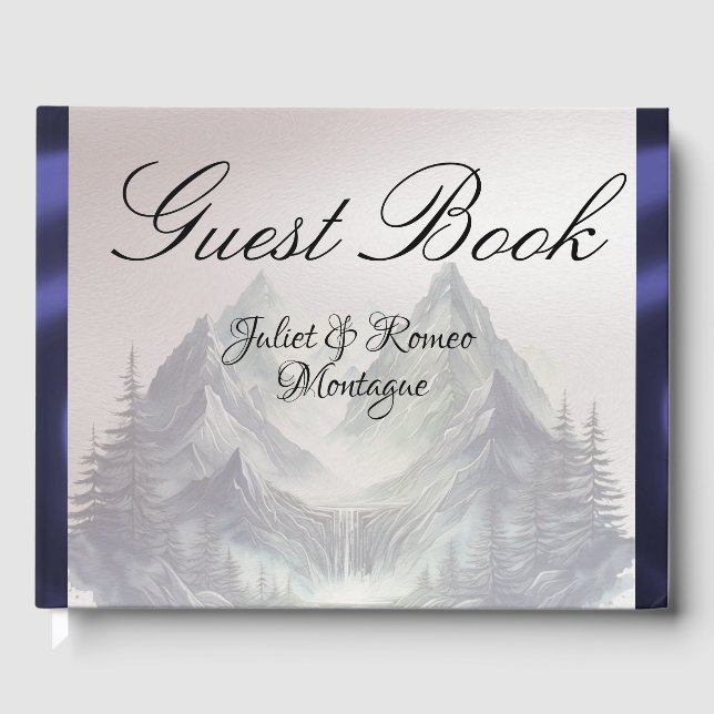 Livre D'or Watercolor Mountains Wedding Medium (Recto)