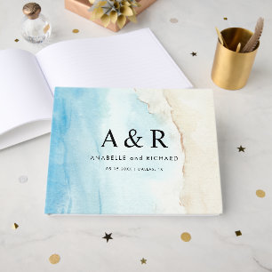 Livre D'or Watercolor Sand Beach Tropical Destination Mariage
