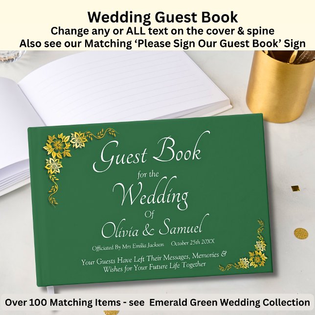 Livre D'or Wedding Guest Book Emerald Green & Gold (Créateur téléchargé)