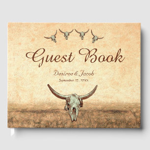 Livre D'or Western Rustic Mariage Pays Vache Taureau crâne