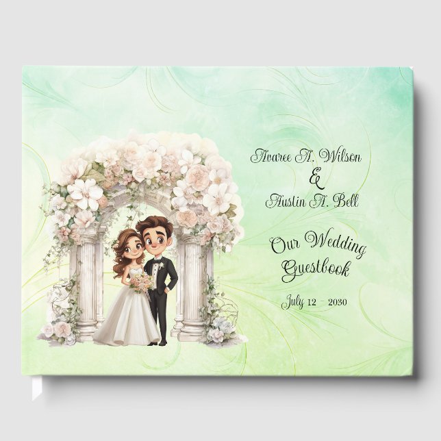 Livre D'or Whimsical Bride Mariage Arch Blue Green (Recto)