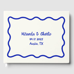Livre D'or Whimsical Minimal Wavy Bordure Gras Mariage Bleu