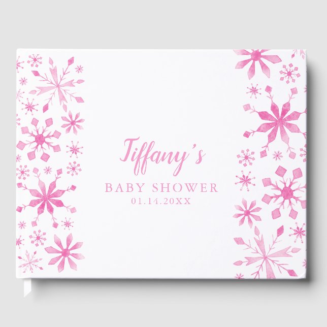 Livre D'or Whimsical Pink Winter Wonderland Baby shower (Recto)