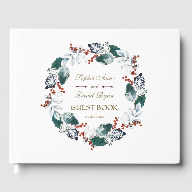 Livre D'or Whimsical Winter Holy Berries Wreath Mariage (Recto)
