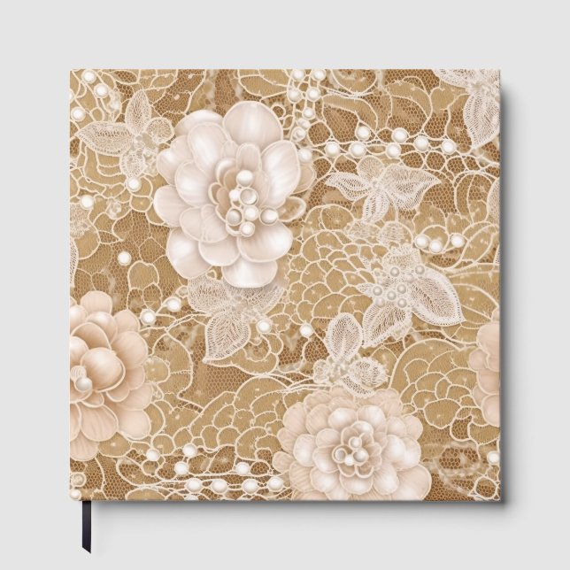 Livre D'or White Flowers, Pearls and Lace  (Recto)