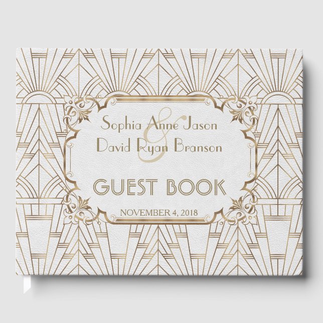 Livre D'or White Gold Great Gatsby Art Déco Mariage des année (Recto)
