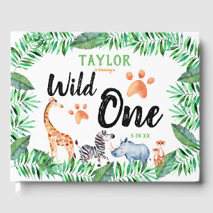 Livre D'or Wild One Safari Animal 1er fête d'anniversaire