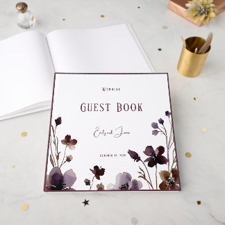 Livre D'or Wine Red Plum Mauve Fall Floral Wedding