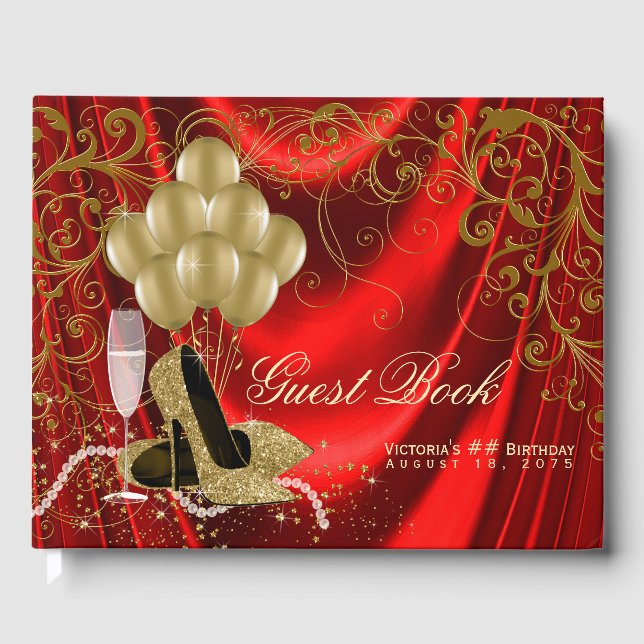 Livre D'or Womans Red Gold Chaussures Perles Anniversaire Liv (Recto)