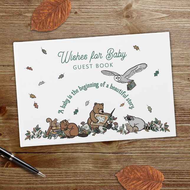 Livre D'or Woodland Storybook Voeux pour le Baby shower (Wishes for Baby Guest Book )